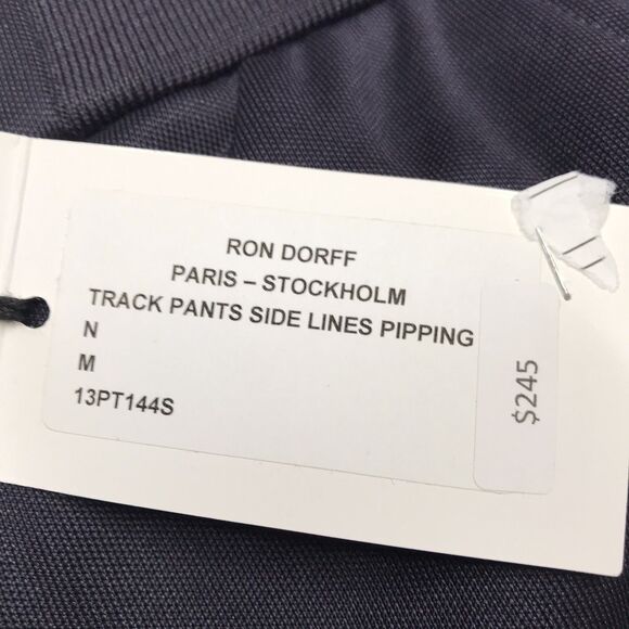 NWT RON DORFF Track Pants Men M (32x32) Navy Blue White Racing Stripe Zip Fly - Picture 15 of 16